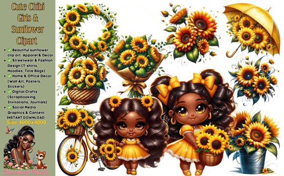 Download Springtime Sunflowers Chibi Bundle - Sun Collection