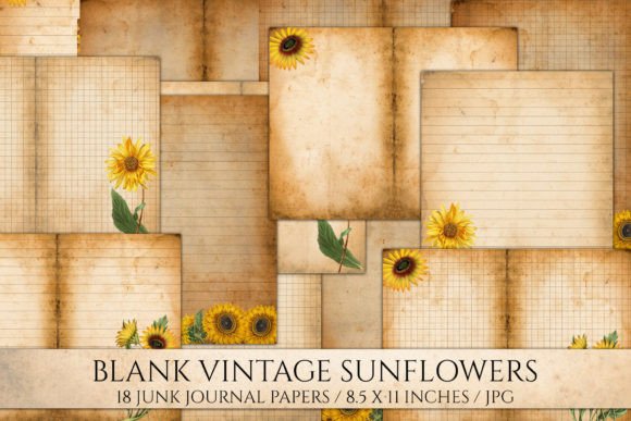 Download Vintage Blank Sunflower Journal Pages - Sun Collection
