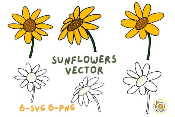 Download Cute Sunflowers Freehand Vector - Sun Collection