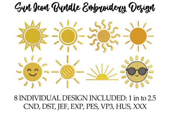 Download Sun Icon Bundle Embroidery Design - Premium Resources