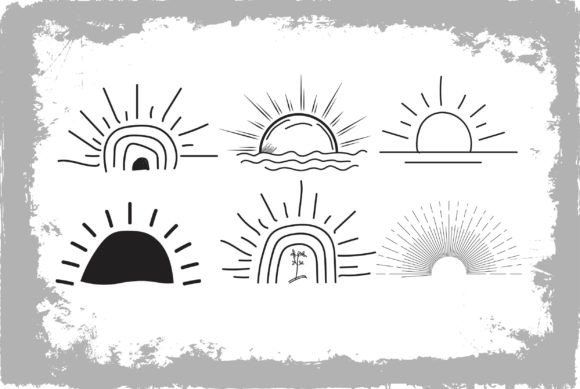 Download Sunset Hand Drawn Illustrations Vector - Sun Collection