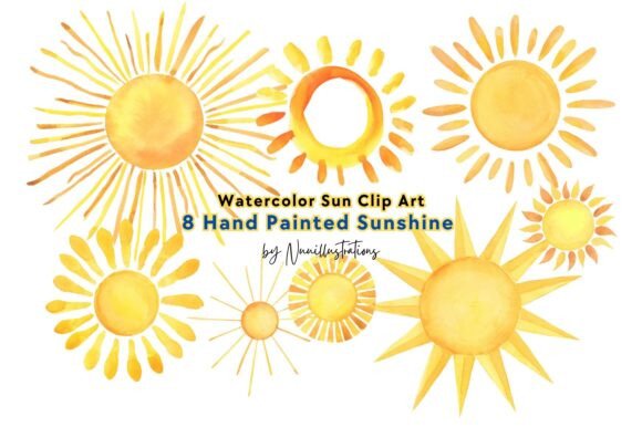 Download Sun Watercolor Clip Art Hand Painted - Premium Resources