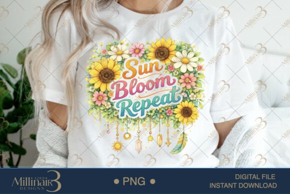 Download Sun Bloom Repeat Watercolor Sunflower - Sun Collection
