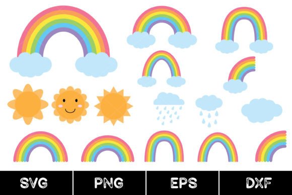 Download Rainbow with Clouds, Rain Cloud, Sun - Sun Collection